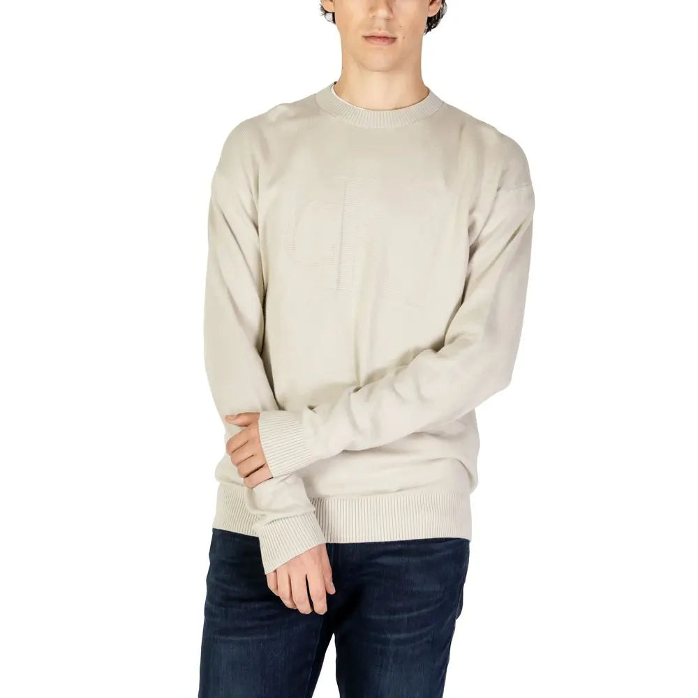 Calvin Klein Jeans Pullover aus Bio-Baumwolle in Beige Calvin Klein Jeans