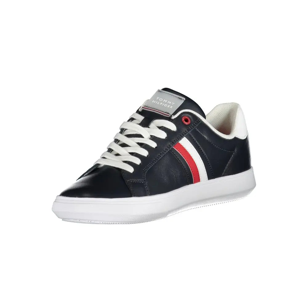 Tommy Hilfiger Schlichte blaue Schnürsenkel-Sneakers mit kontrastierenden Details Tommy Hilfiger