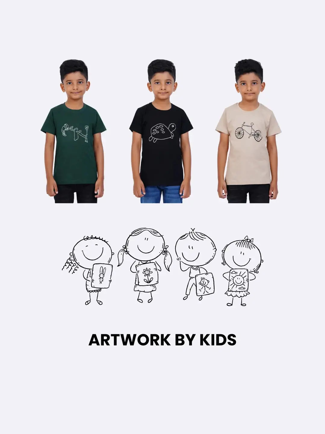 Cotton Twinning T-Shirts for Family - Printed Drawn (See Saw)-2
