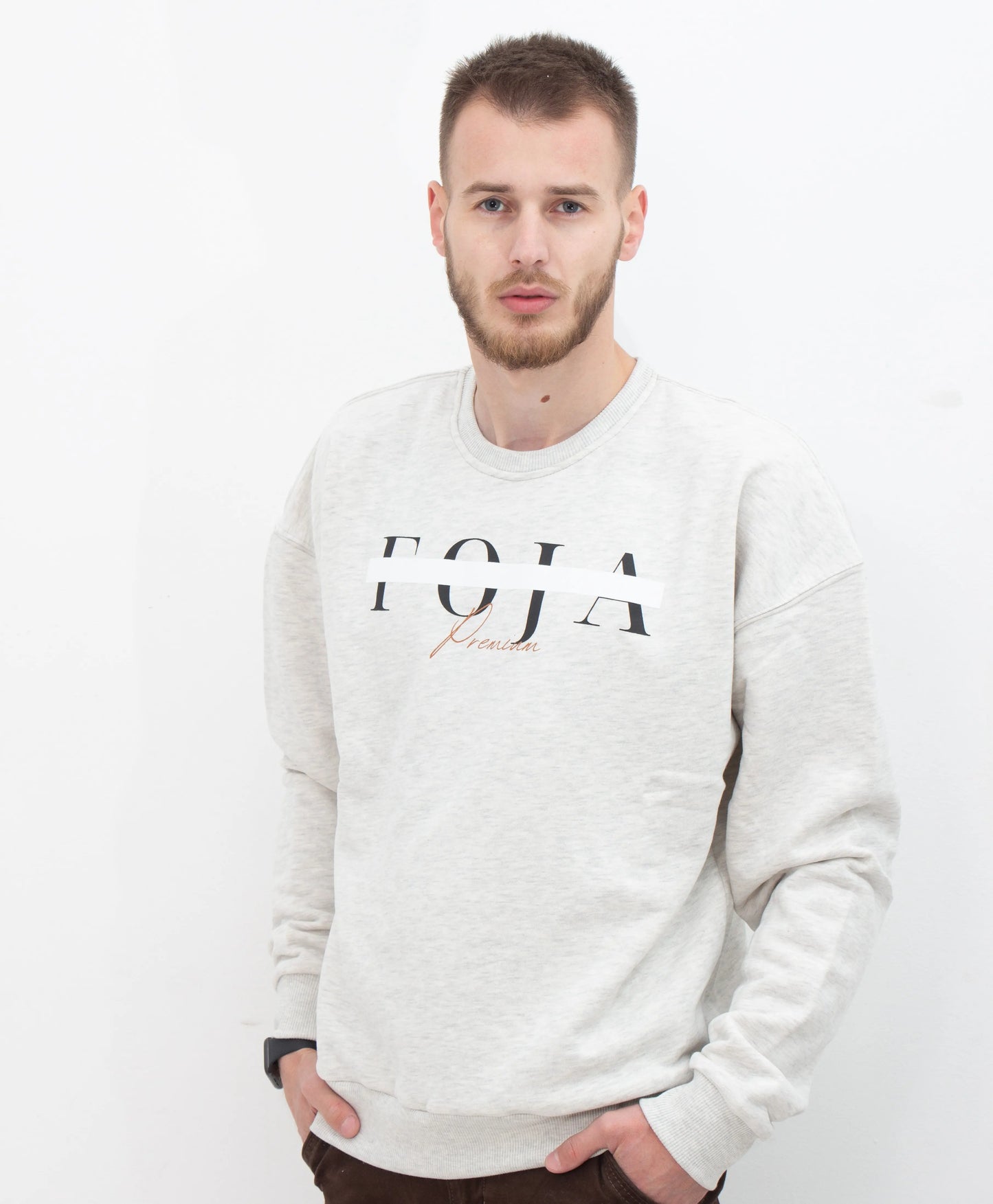CENSORED OVERSIZED SWEATER -SILVER WHITE- Foja Jeans