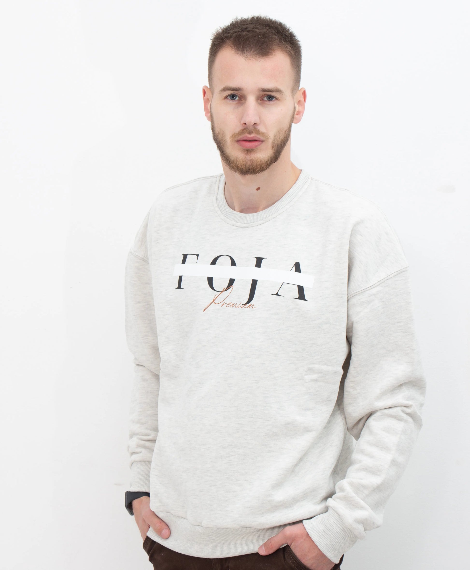 CENSORED OVERSIZED SWEATER -SILVER WHITE- Foja Jeans