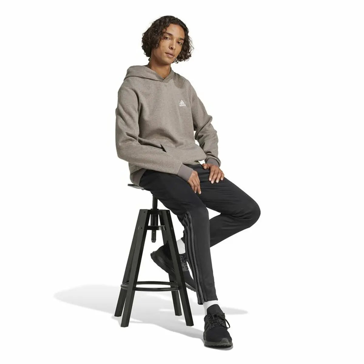 Men’s Hoodie Adidas Seasonal Essentials Melange Hoodie Brown Beige-4