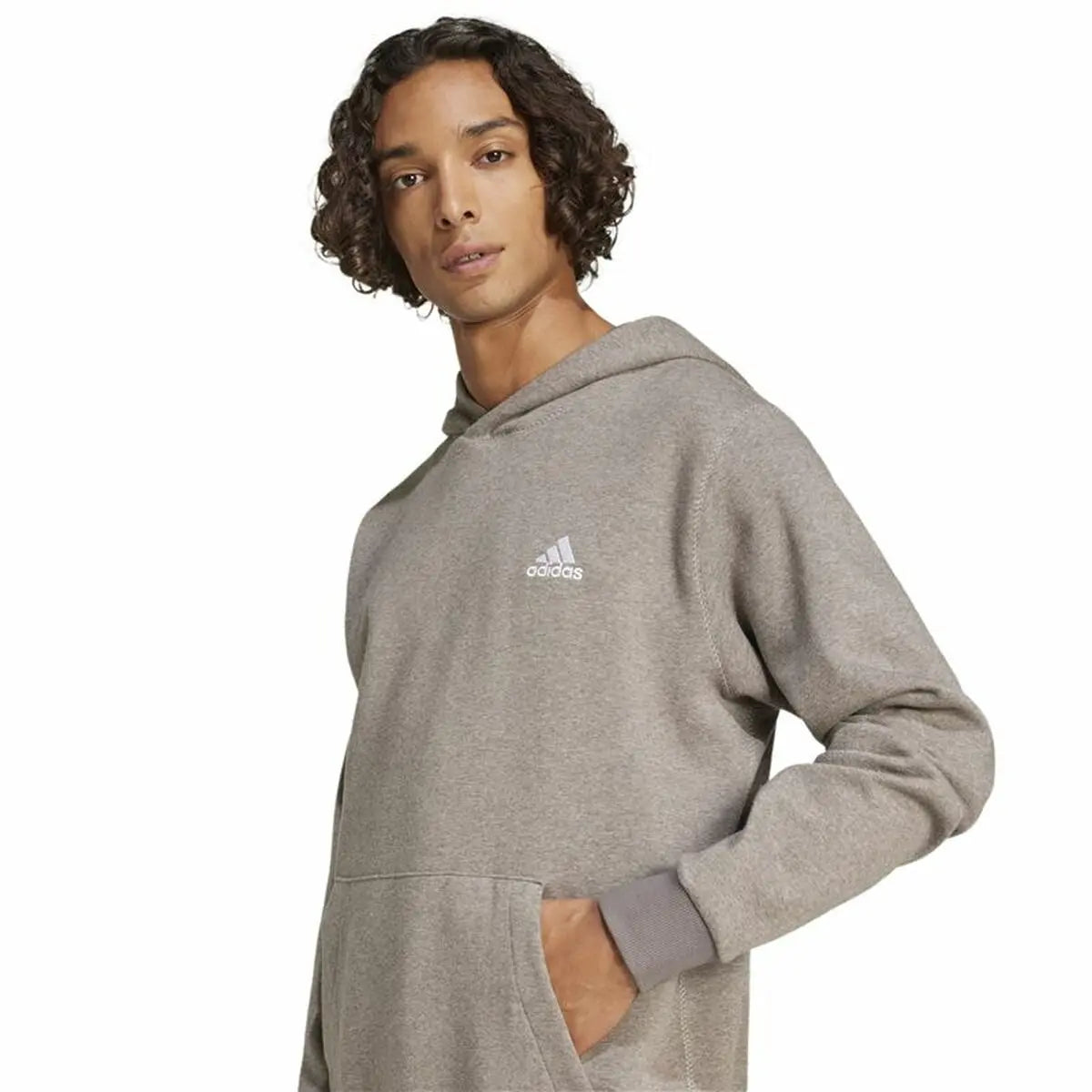 Men’s Hoodie Adidas Seasonal Essentials Melange Hoodie Brown Beige-3