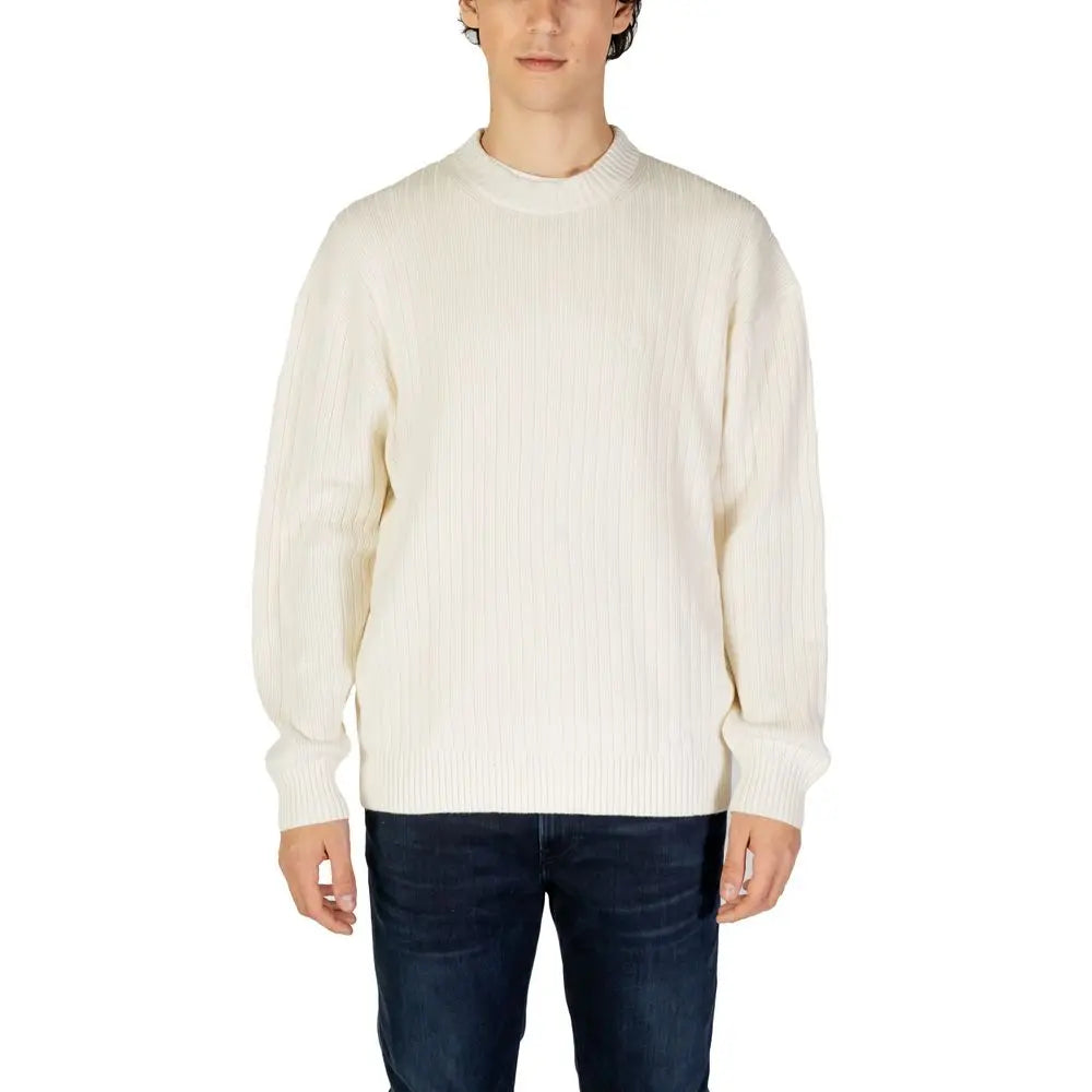 Calvin Klein Jeans Cremefarbener Baumwollpullover Calvin Klein Jeans