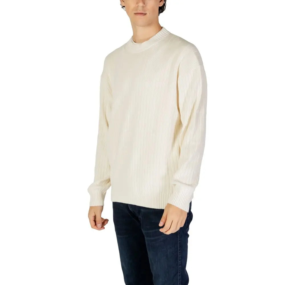 Calvin Klein Jeans Cremefarbener Baumwollpullover Calvin Klein Jeans