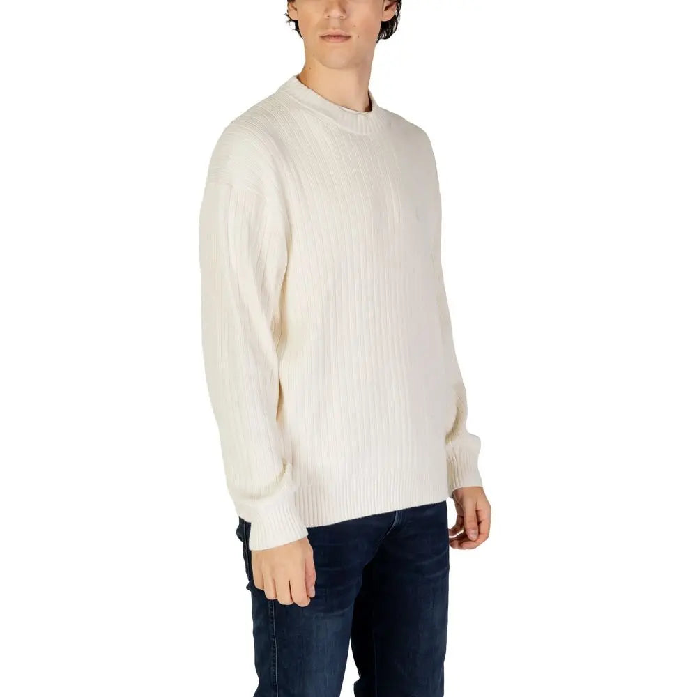 Calvin Klein Jeans Cremefarbener Baumwollpullover Calvin Klein Jeans