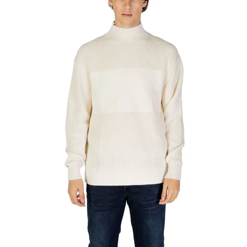 Calvin Klein Jeans Cremefarbener Baumwollpullover Calvin Klein Jeans