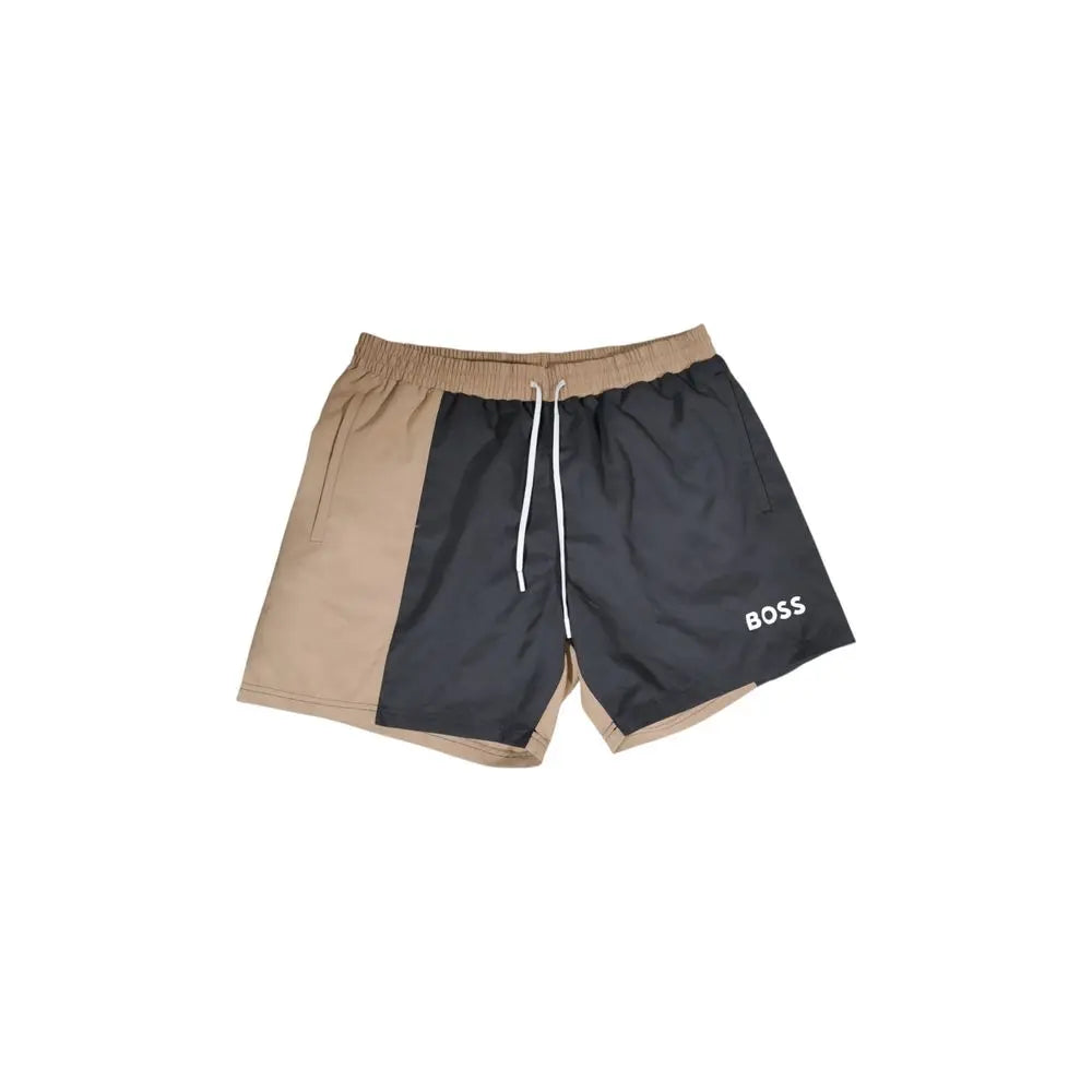 Hugo Boss Beigefarbene Badeshorts aus Polyester Hugo Boss