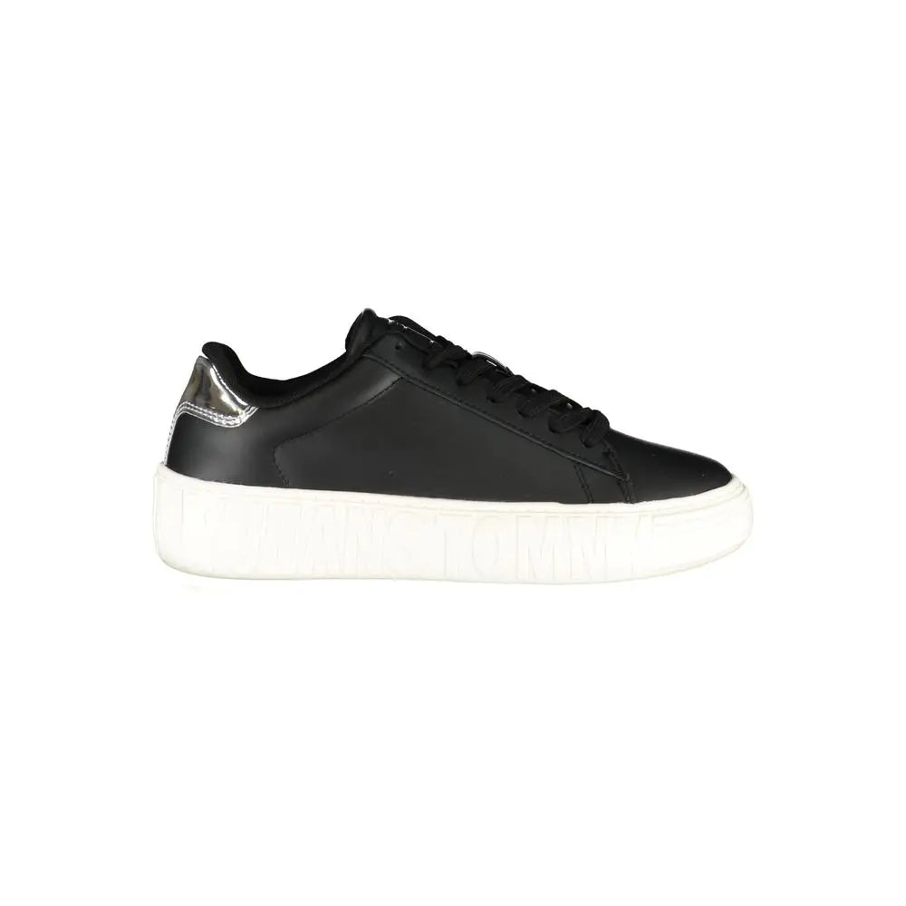 Tommy Hilfiger Schwarzes Leder Damen Sneaker Tommy Hilfiger