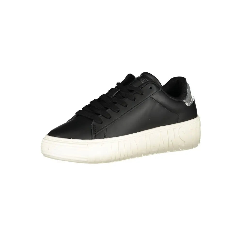 Tommy Hilfiger Schwarzes Leder Damen Sneaker Tommy Hilfiger