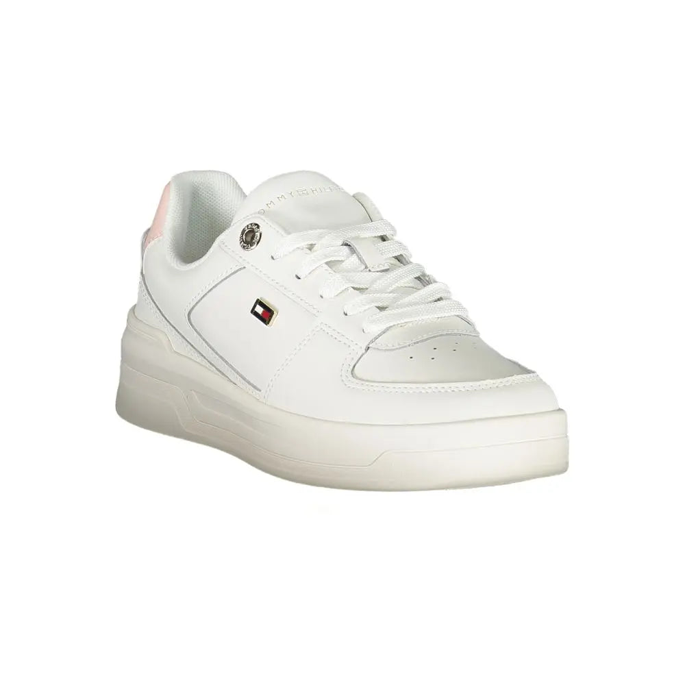 Tommy Hilfiger Elegante Weiße Schnürsenkel-Sneakers mit kontrastierendem Detail Tommy Hilfiger