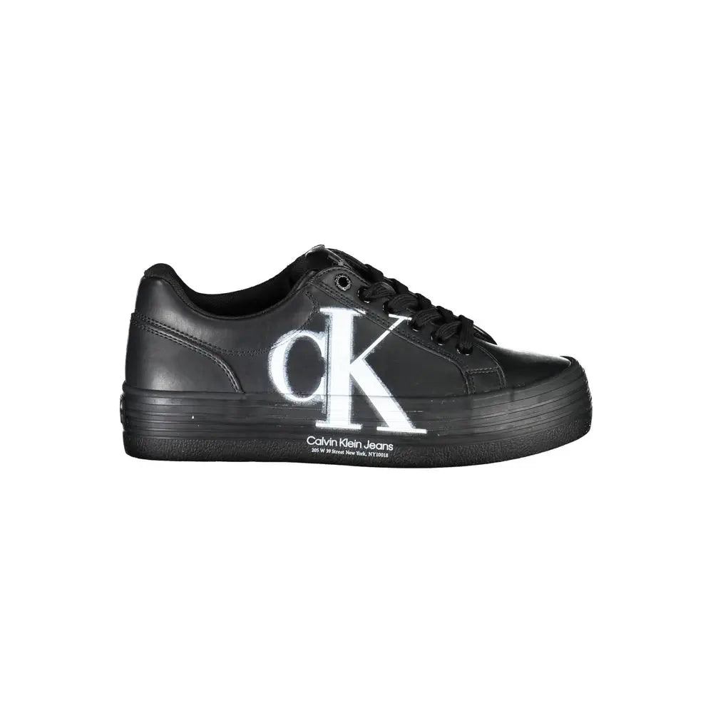 Calvin Klein Schwarzes Leder Damen Sneaker Calvin Klein