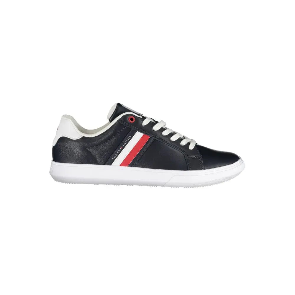 Tommy Hilfiger Schlichte blaue Schnürsenkel-Sneakers mit kontrastierenden Details Tommy Hilfiger