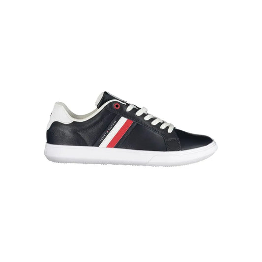 Tommy Hilfiger Schlichte blaue Schnürsenkel-Sneakers mit kontrastierenden Details Tommy Hilfiger