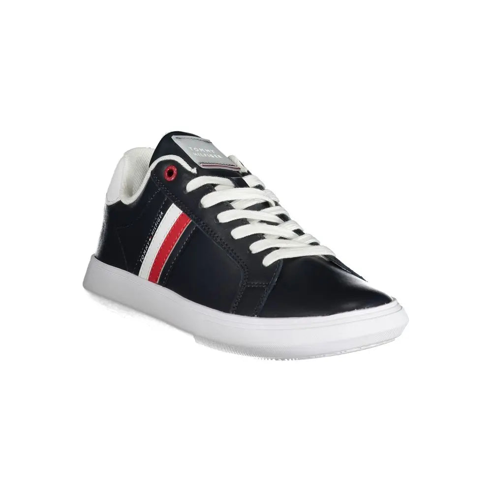 Tommy Hilfiger Schlichte blaue Schnürsenkel-Sneakers mit kontrastierenden Details Tommy Hilfiger