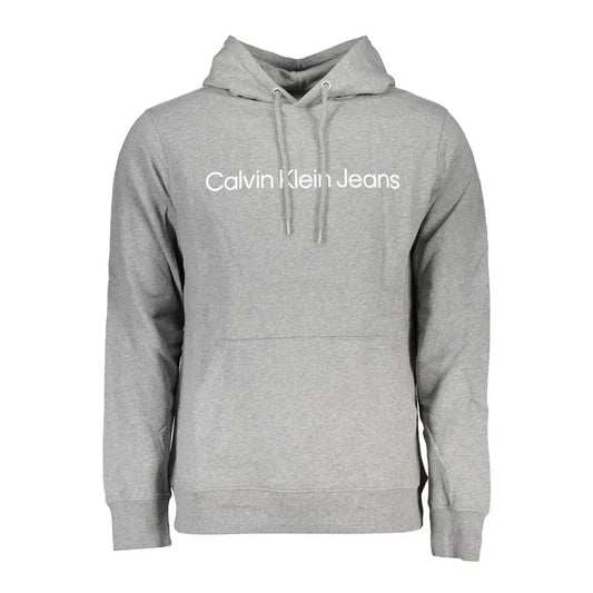 Calvin Klein "Grauer Baumwollpullover für Männer mit Kapuze und zentraler Tasche" Calvin Klein