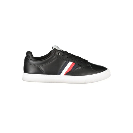 Tommy Hilfiger Schwarzes Leder Herren Sneaker Tommy Hilfiger