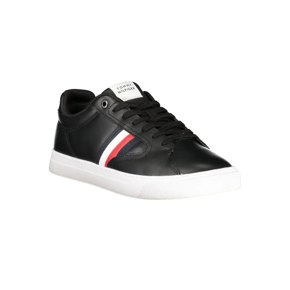 Tommy Hilfiger Schwarzes Leder Herren Sneaker Tommy Hilfiger