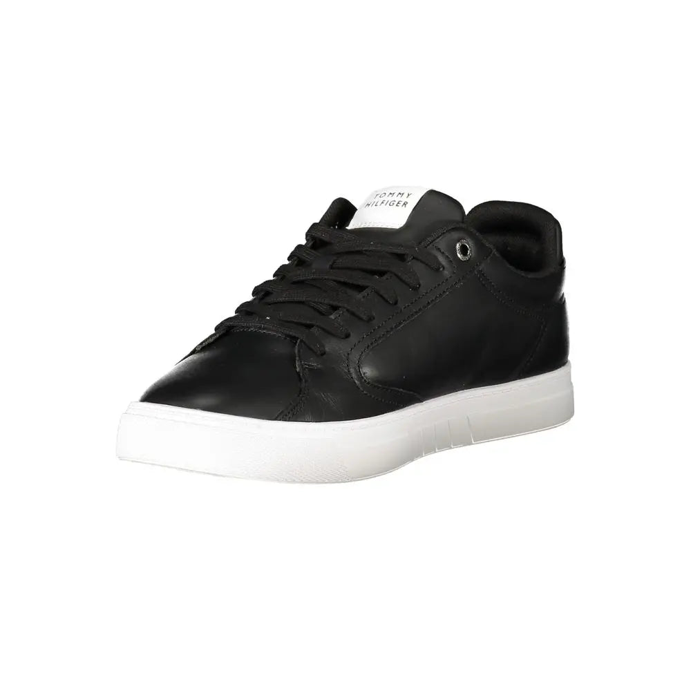 Tommy Hilfiger Schwarzes Leder Herren Sneaker Tommy Hilfiger