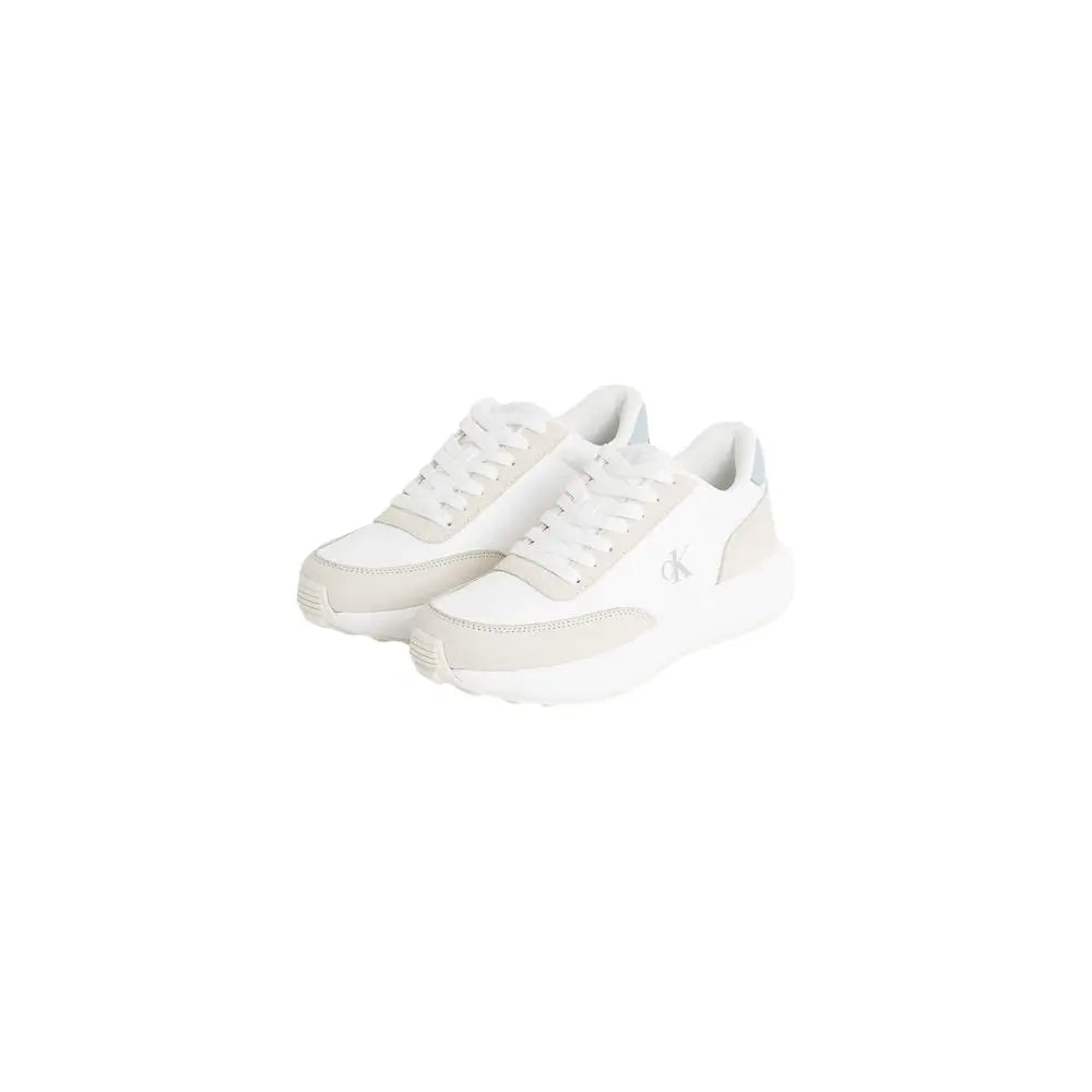 Calvin Klein Jeans Cremefarbene Leder-Sneaker Calvin Klein Jeans