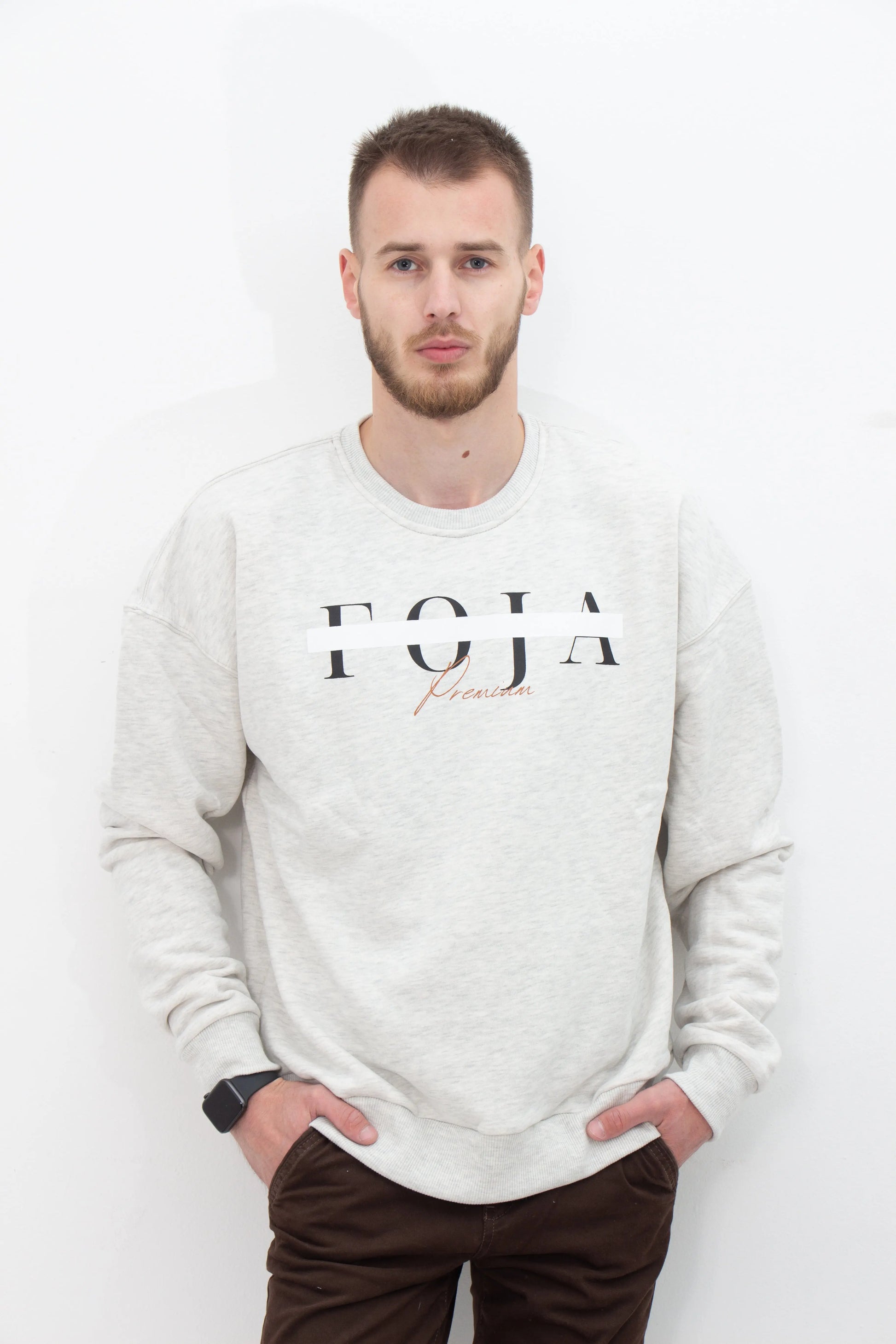 CENSORED OVERSIZED SWEATER -SILVER WHITE- Foja Jeans