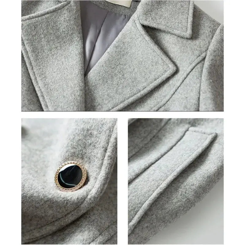 Lange Woll-Windjacke für Damen, Mantel, 2025, RUZARO