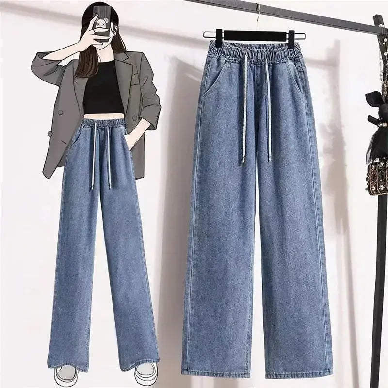 Damen Gerade Jeans – Loose Fit, Mid Waist, Voll-Länge RUZARO