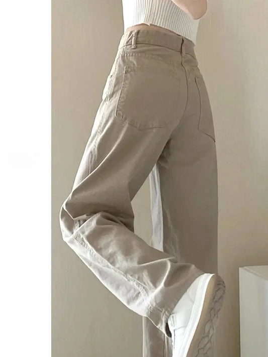 Herbst Kaqi Weiße Jeans Frauen Breite Bein Hosen Mom Femme RUZARO