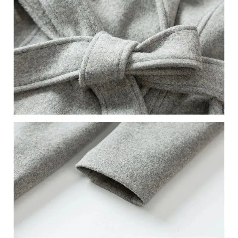 Lange Woll-Windjacke für Damen, Mantel, 2025, RUZARO