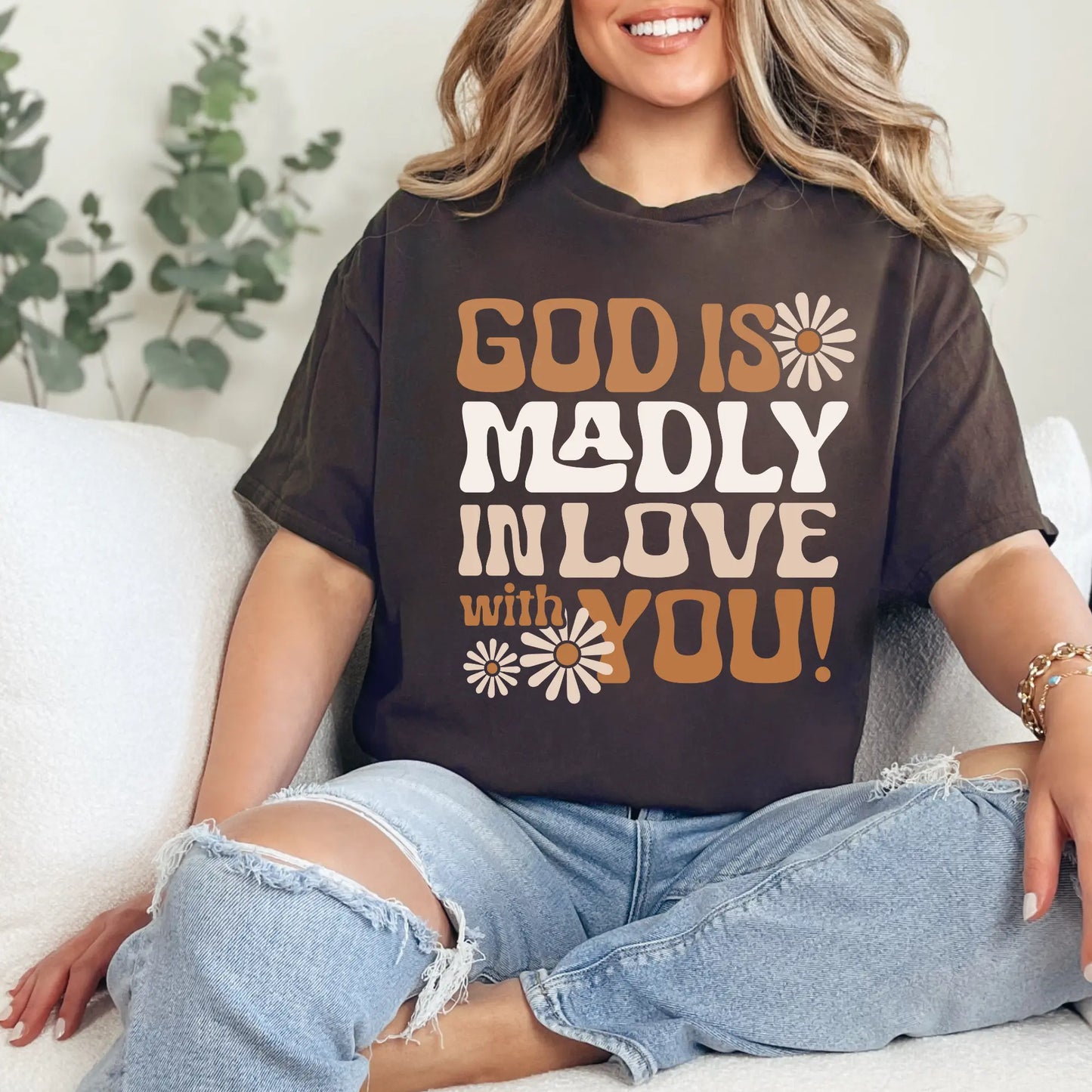 Christian t-shirt-Retro Gods Madly in love-Economical Brand-0