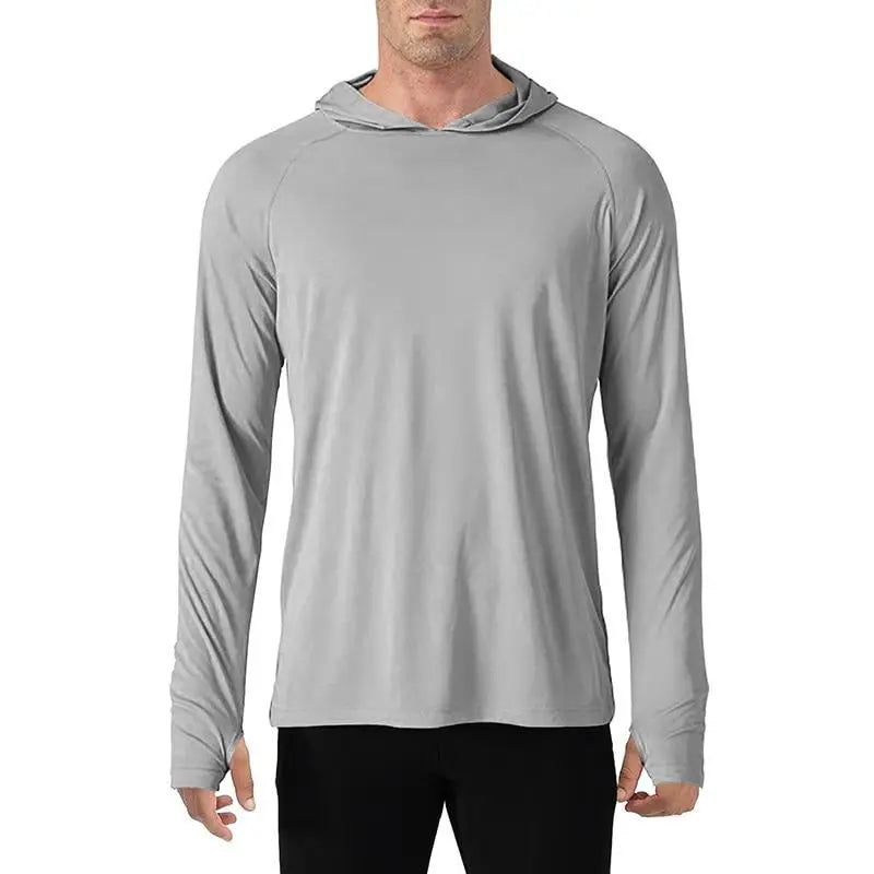 Sun Protection T-Shirts Men Long Sleeve Casual UV-Proof Hooded T-Shirts Breathable Lightweight Performance Hike tshirts-0