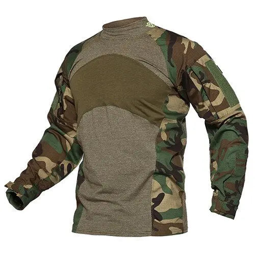 Mens T-shirts Long Sleeve Cotton Camouflage Tactical T Shirts Military Army Tshirts Man Airsoft Clothing-8